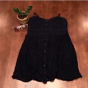 Navy Blue Mini Lace Dress